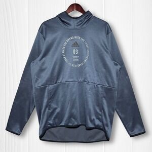 Adidas Team Issue Badge of Sport Tech Ink Graphic Pullover Hoodie Mens XL Blue